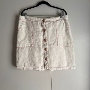 Amadi Anthropologie Buttoned Lined Linen Skirt Women’s Size XL